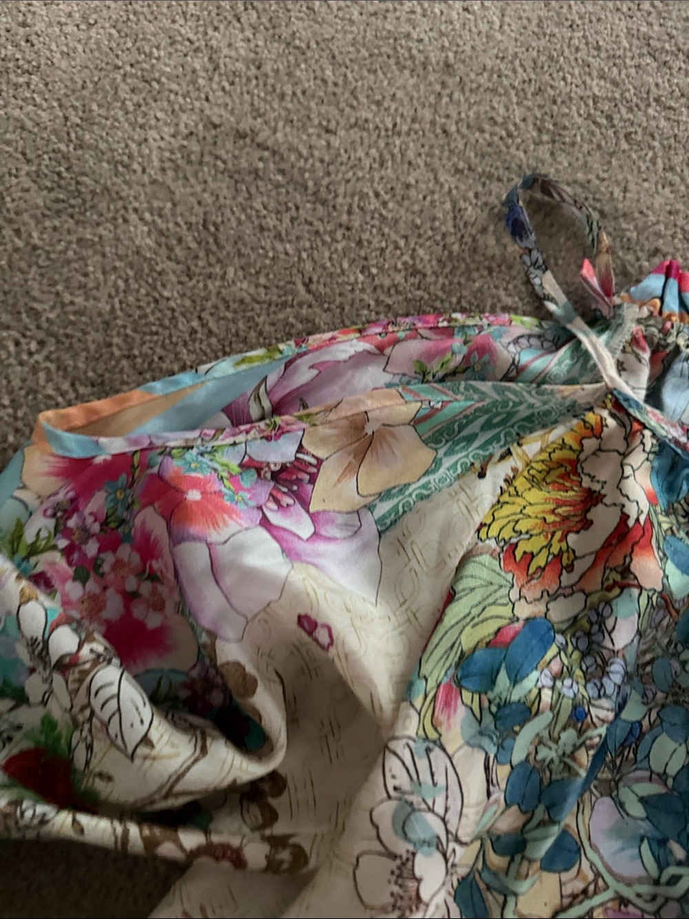 Johnny Was Cream Floral Cold-Shoulder Tunic with Multicolor Print - Picture 5 of 6